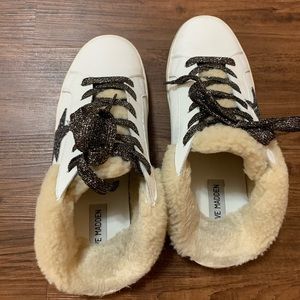 Steve Madden faux fur backless sneakers! Like new
